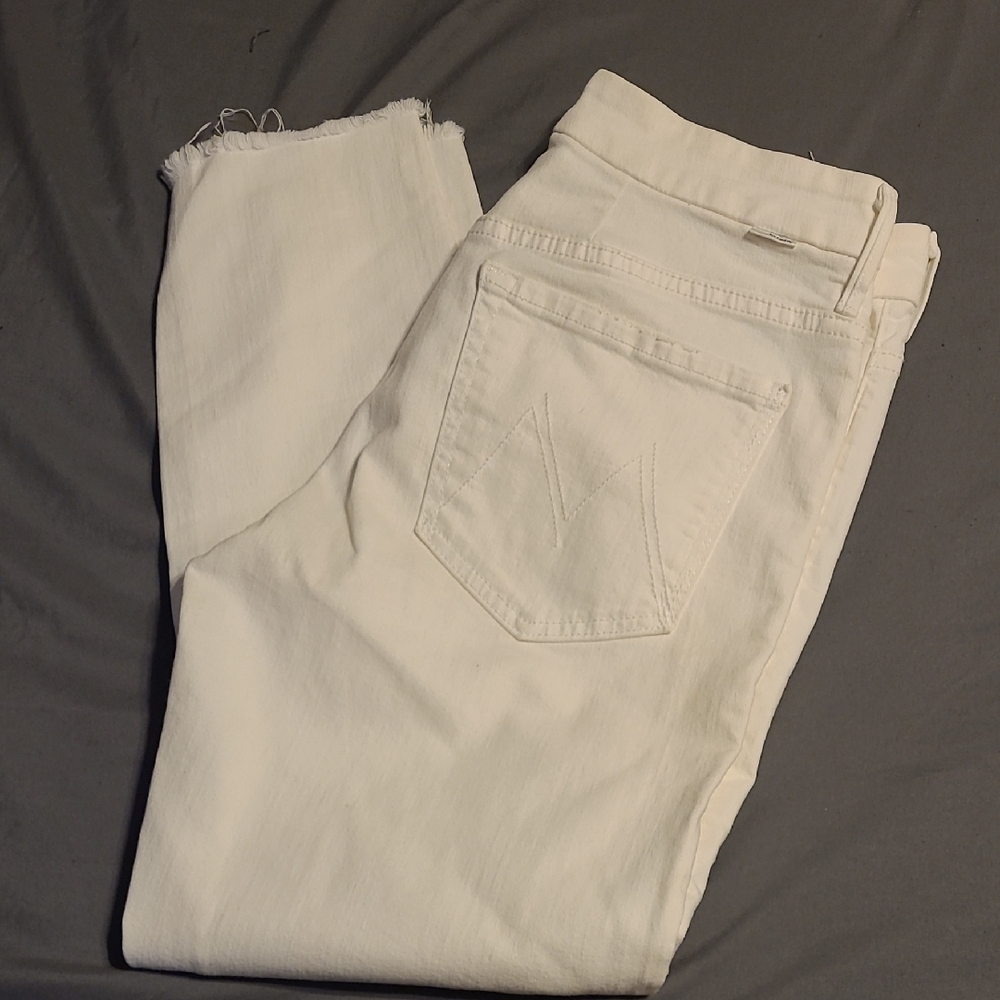 MOTHER Women's Cream Straight Leg Jeans